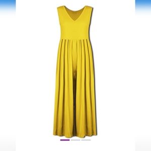 Yellow palazzo sleeveless jumpsuit